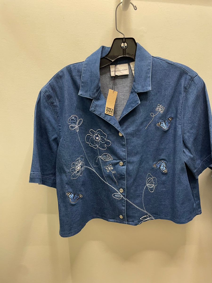 Reworked Denim Crop Button Down #207