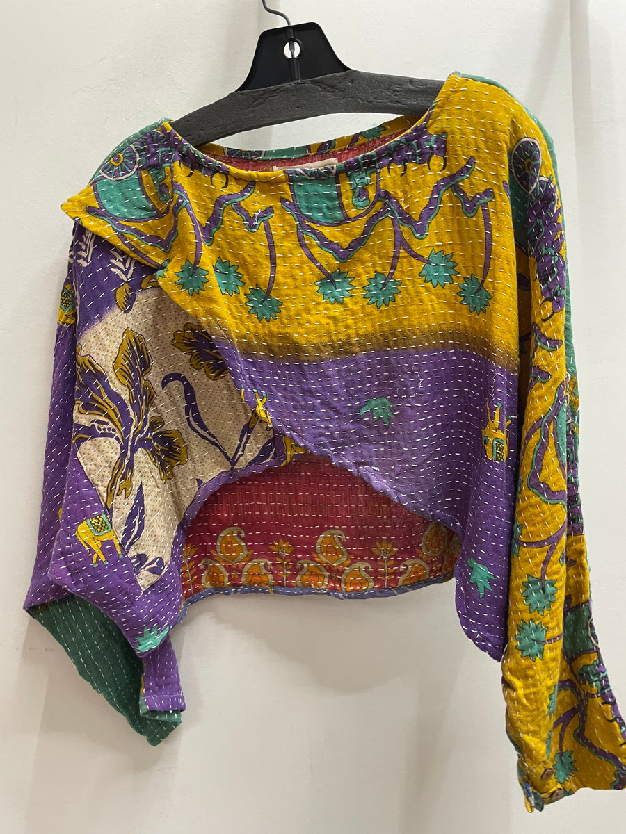 Pareo Kantha In Bloom Cropped Pullover #112 by Kantha Bae