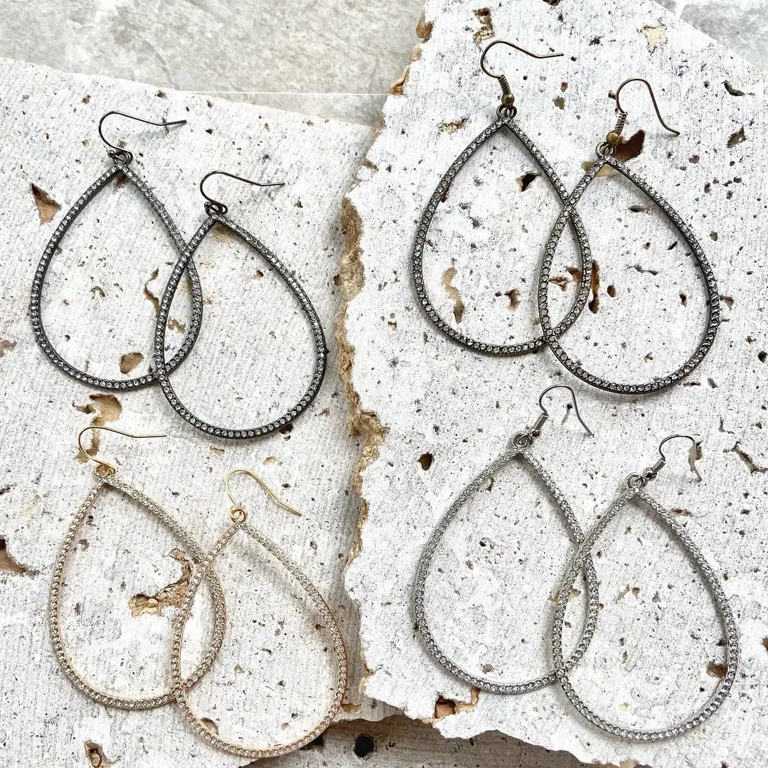 Additional view of Rustic Crystal Drop Earrings from Robin Boutique.