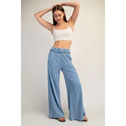 Mineral Washed Terry Butter Wide Leg Pant