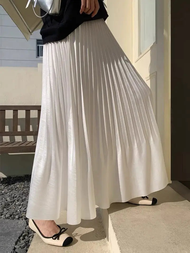 Pleating Crushed Sateen Skirt by EllyNDale