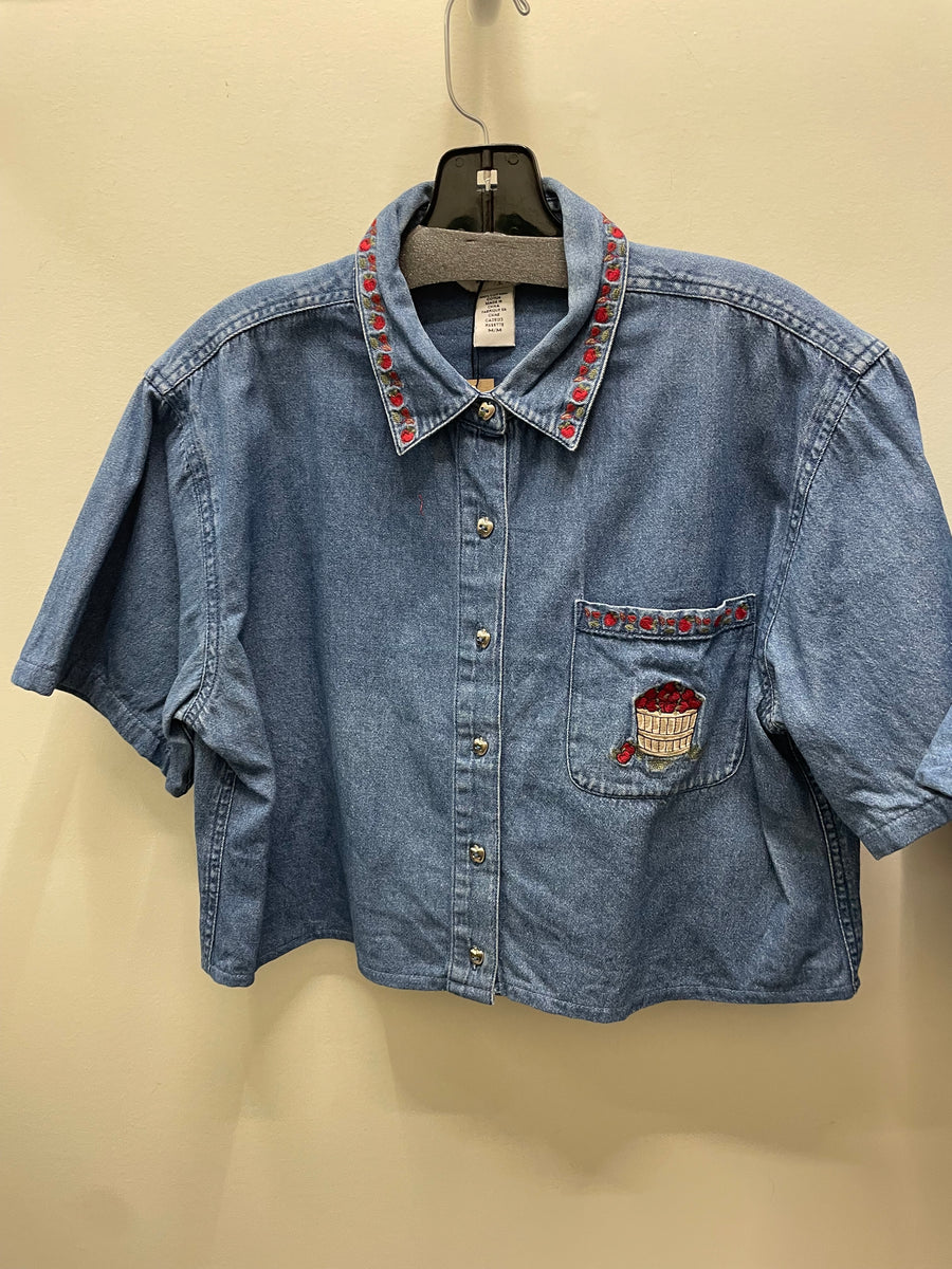 Reworked Denim Crop Button Down #205