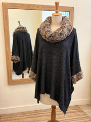Faux Fur Cowl Poncho by Soulitude