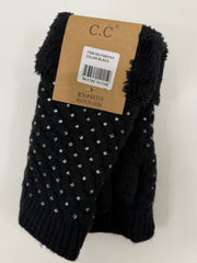 C.C. Beanie Rhinestone Fingerless Gloves Robin Boutique