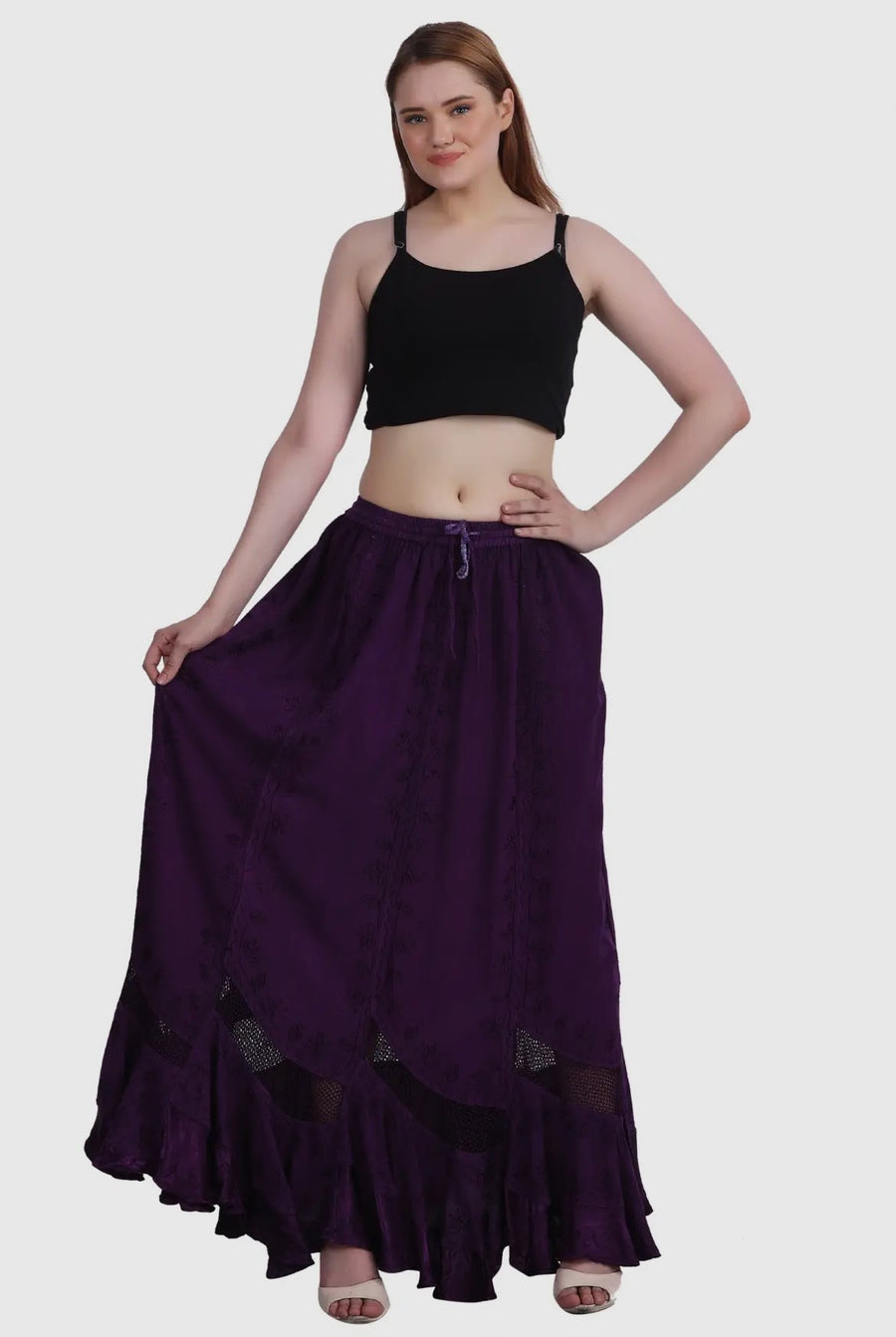 Embroidered Maxi Skirt