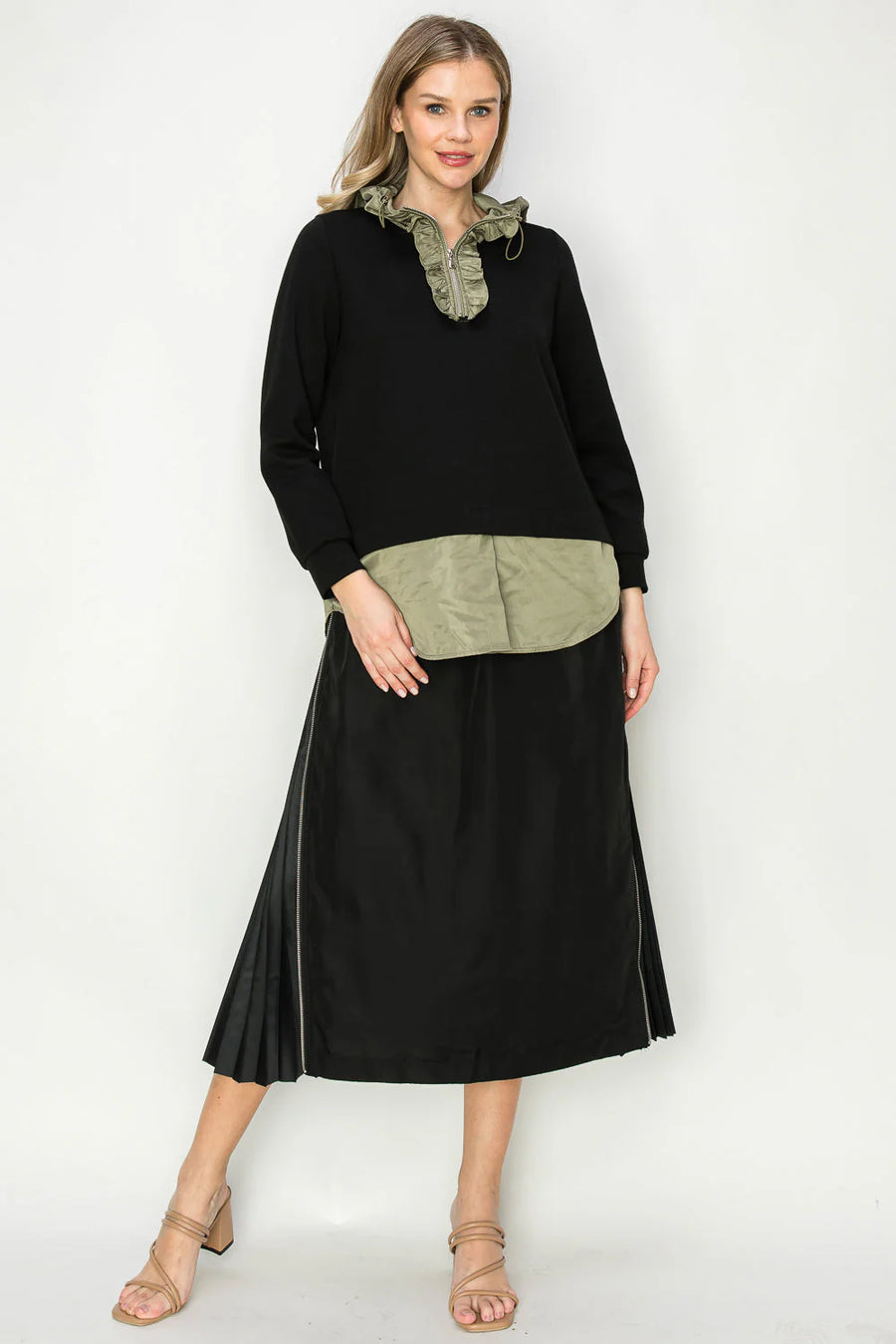 Kaylee Hoodie Top & Skirt in Black by Joh Robin Boutique