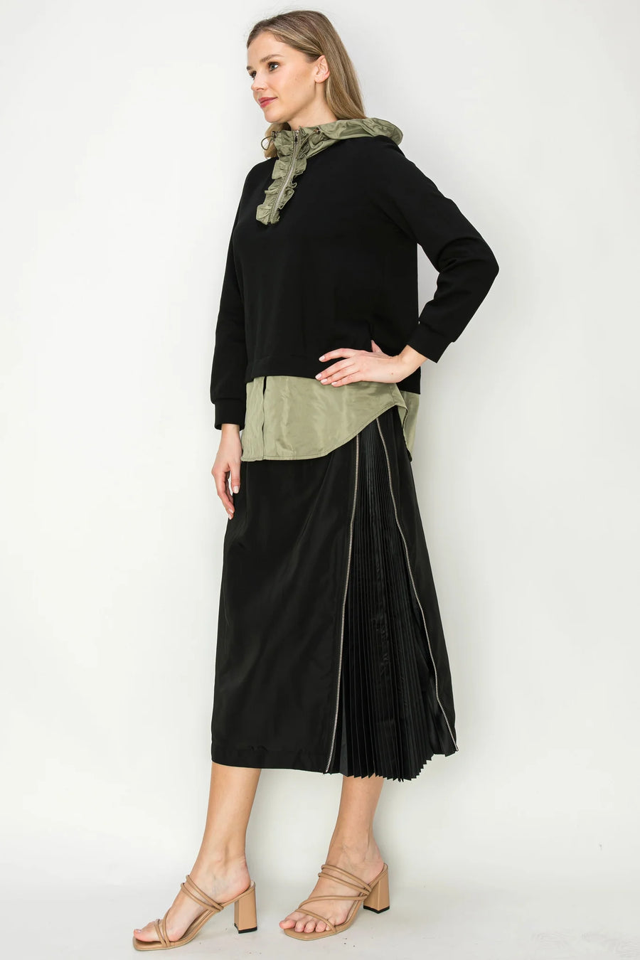 Kaylee Hoodie Top & Skirt in Black by Joh Robin Boutique