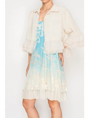 Cropped Ruffle Jacket in New Daisy Print by Origami
