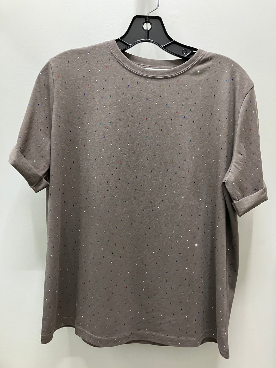 Rhinestone Embellished Relaxed Tee by Davi & Dani