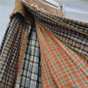 Spliced Plaid Denim High Waist A-Line Midi Skirt Robin Boutique