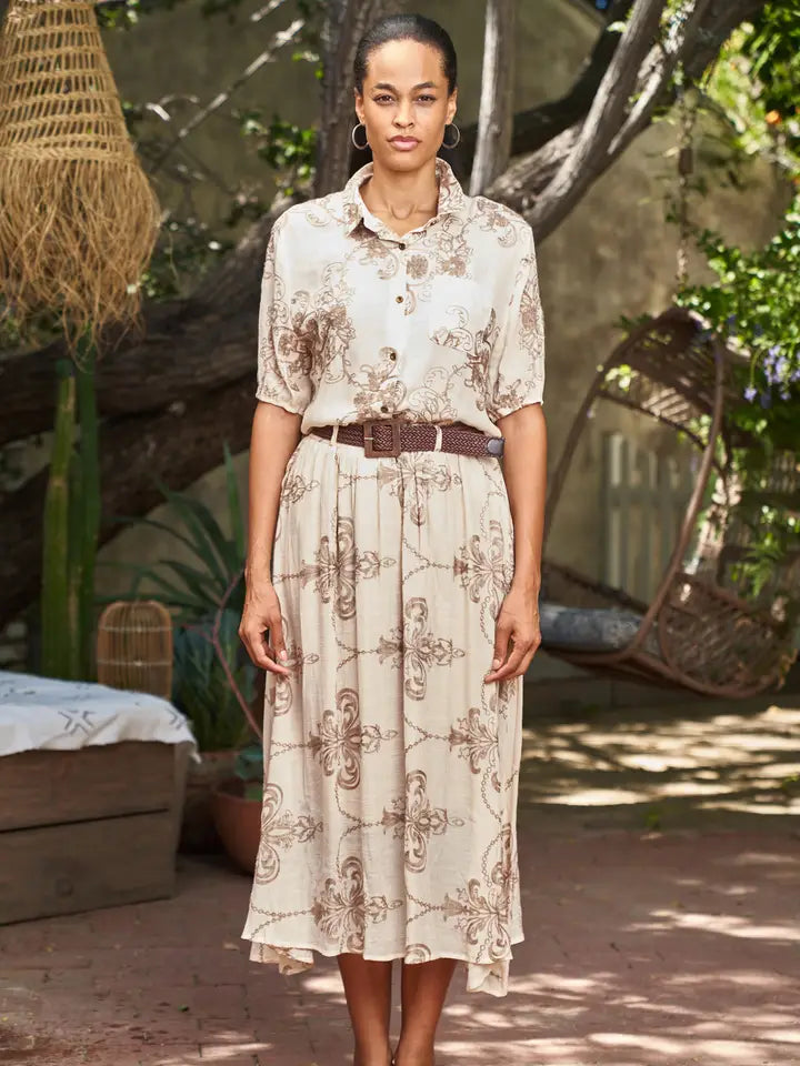 Embroidered Button Front Blouse by Paparazzi