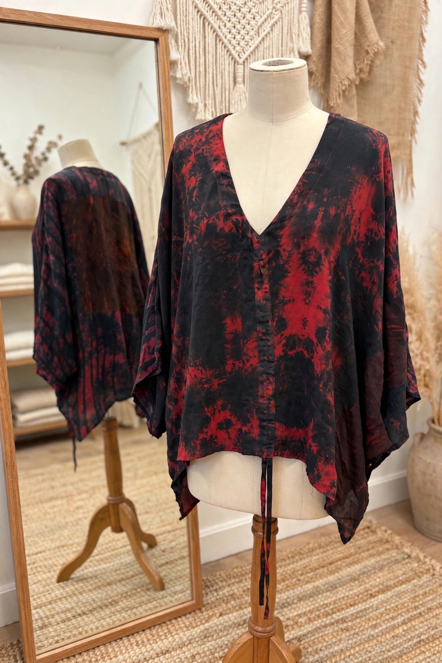 Crepe Sari Hi Lo Butterfly Top #084 by Kantha Bae
