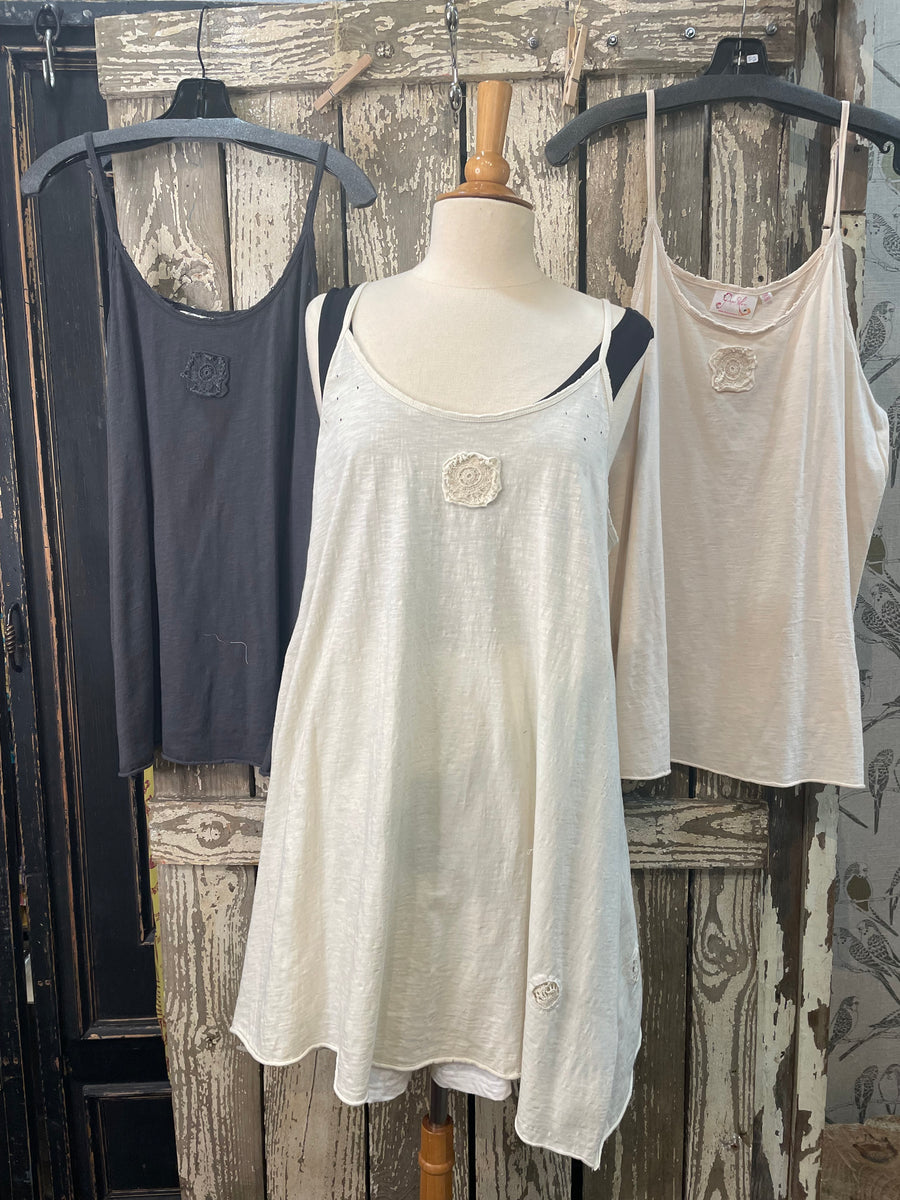 Tunic Distressed Cami w/Lace Inset by PaperLace