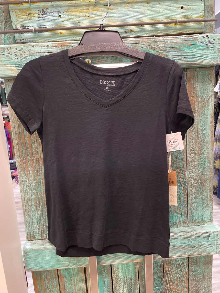 Solid Short Sleeve V-Neck Tee by Escape 10000