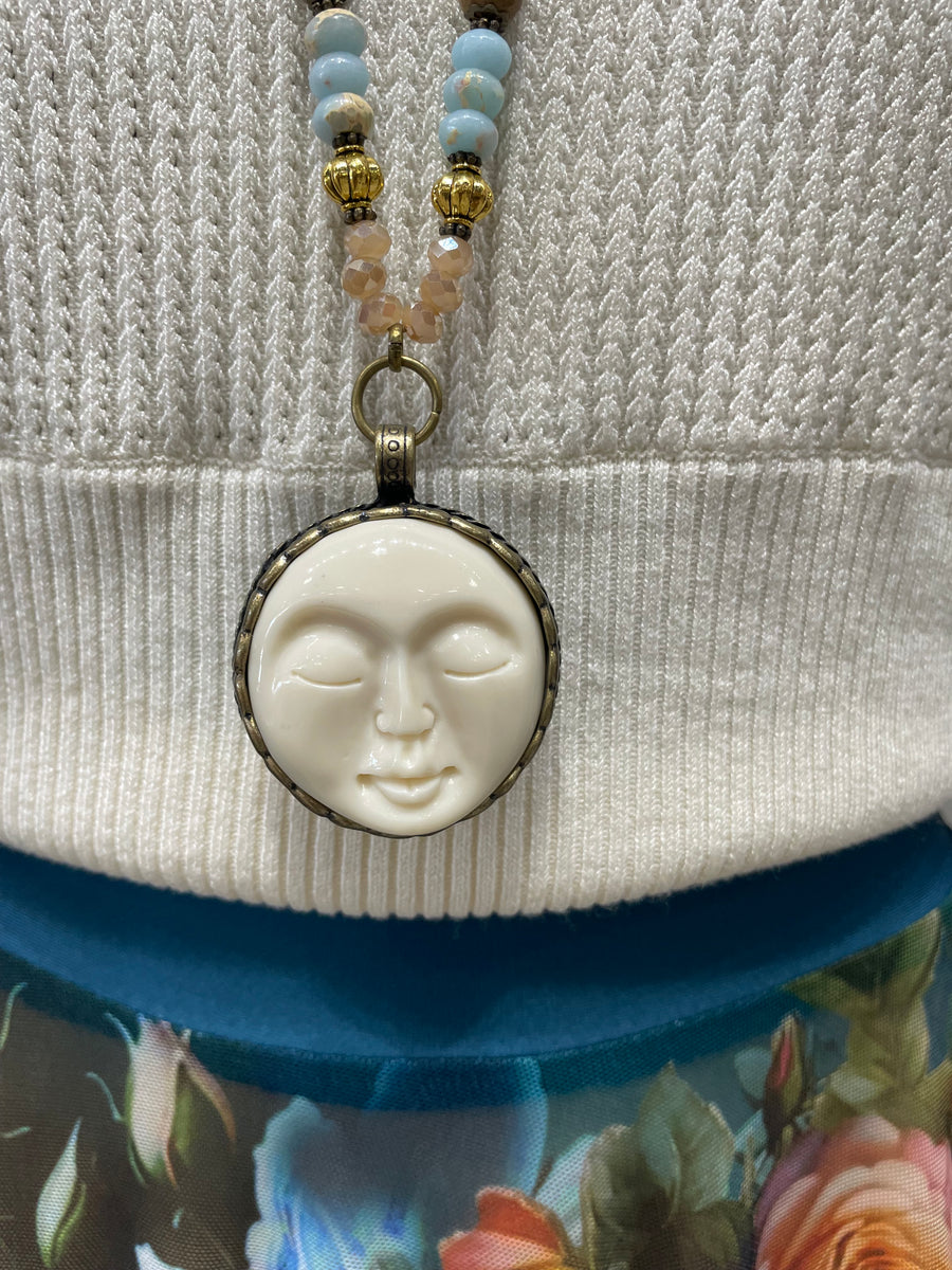 Nomad Spirit Moon Resin Boho Necklace