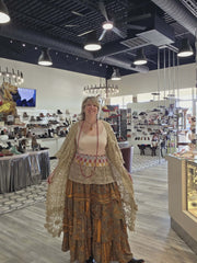 Rasgulla Sari Venus Ruffle Maxi by Kantha Bae Robin Boutique Forever Timeless Kimono by Jaded Gypsy