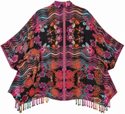 Bohemian Tapestry Kimono Jacket with Fringe