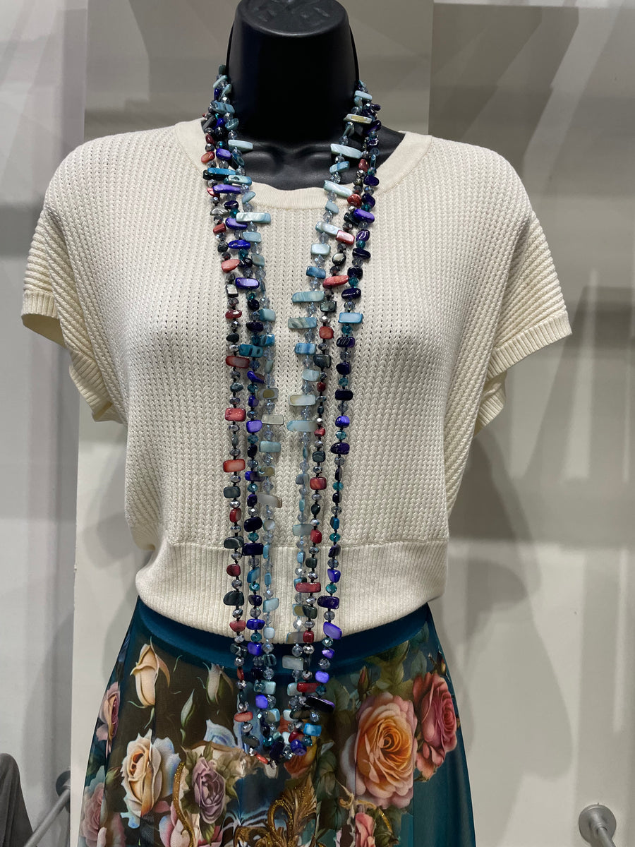 Tidal Glow Irregular Shell & Glass Necklace