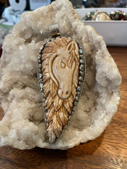Pendant Only Carved Horse Feather Head