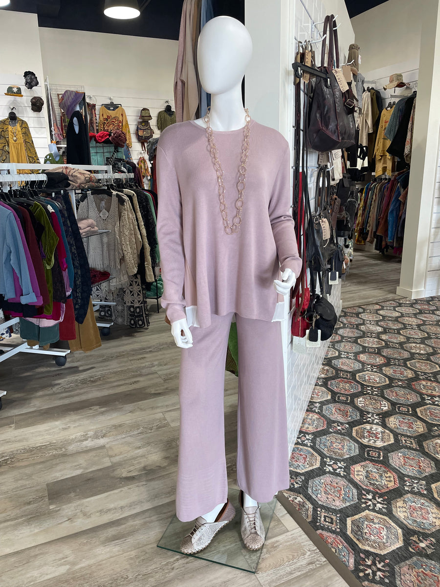 Summa Ribbed Knit Top with Back Pleats 21188SW
