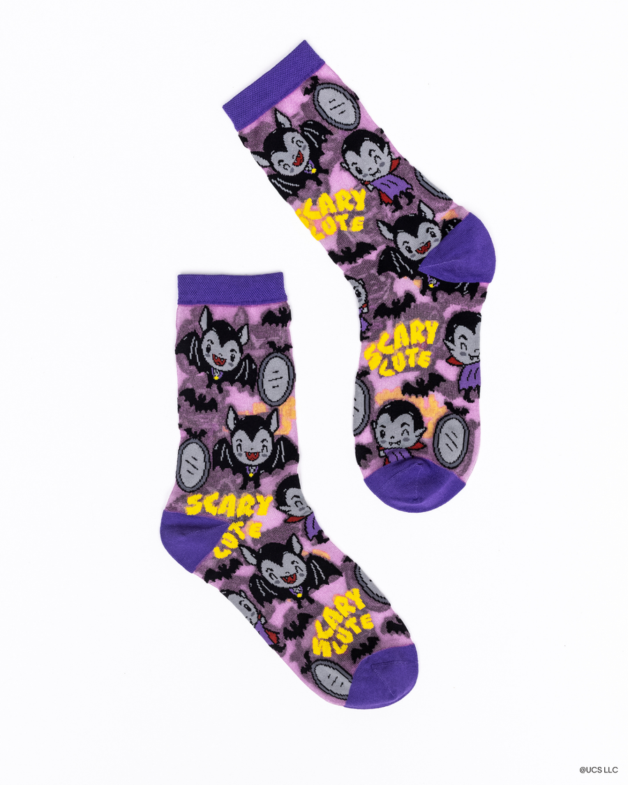 Dracula Scary Cute Shimmer Sheer Crew Sock Robin Boutique