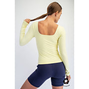 RECYCLED BUTTER SQUARE NECK LONG SLEEVE TOP T9953-C Robin Boutique