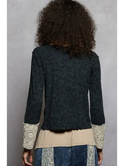 Lace Cuff Knit Top