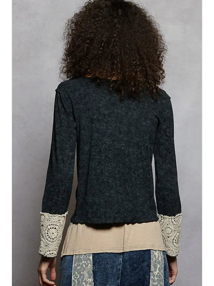 Lace Cuff Knit Top