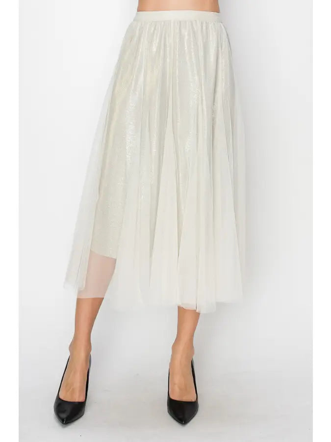 Sparkle Mesh Tulle Maxi Skirt by Origami