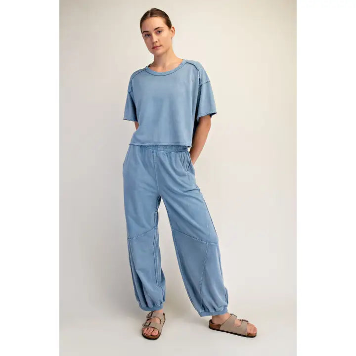 Mineral Washed Cropped Short Sleeve Tee by Rae Mode