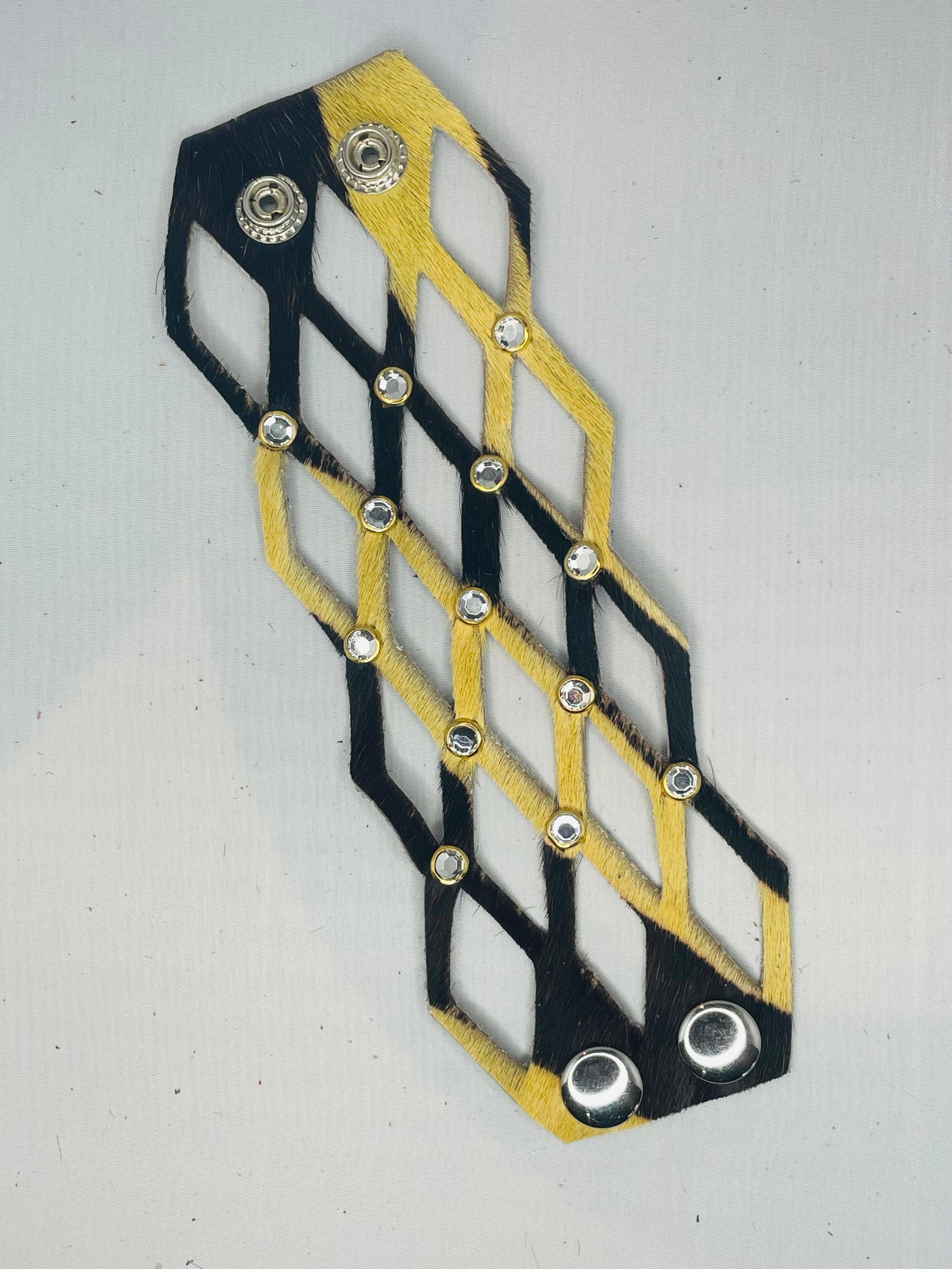 Additional view of Geometric Leather Fury Bracelet Cuff from Robin Boutique.