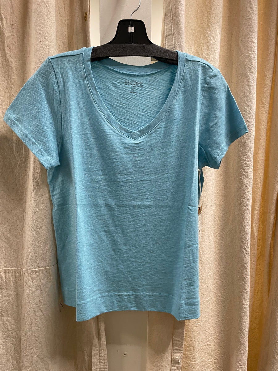 Solid Short Sleeve V-Neck Tee by Escape 10000