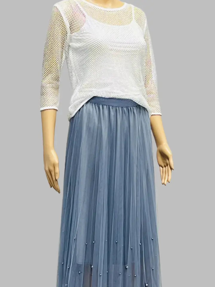 Fairy Pleated Mesh Skirt with Pearls by EllyNDale Robin Boutique