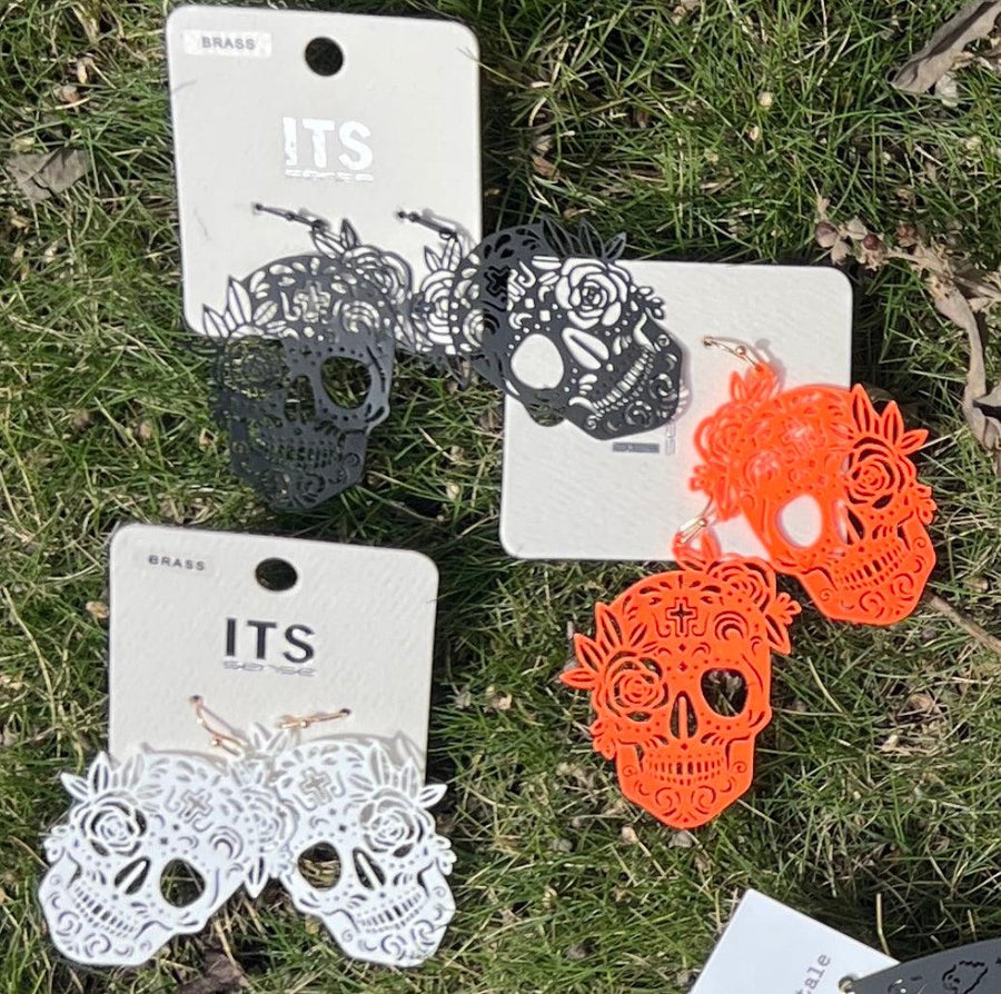Filigree Skeleton and Ghost Theme Earrings - Robin Boutique-Boutique 