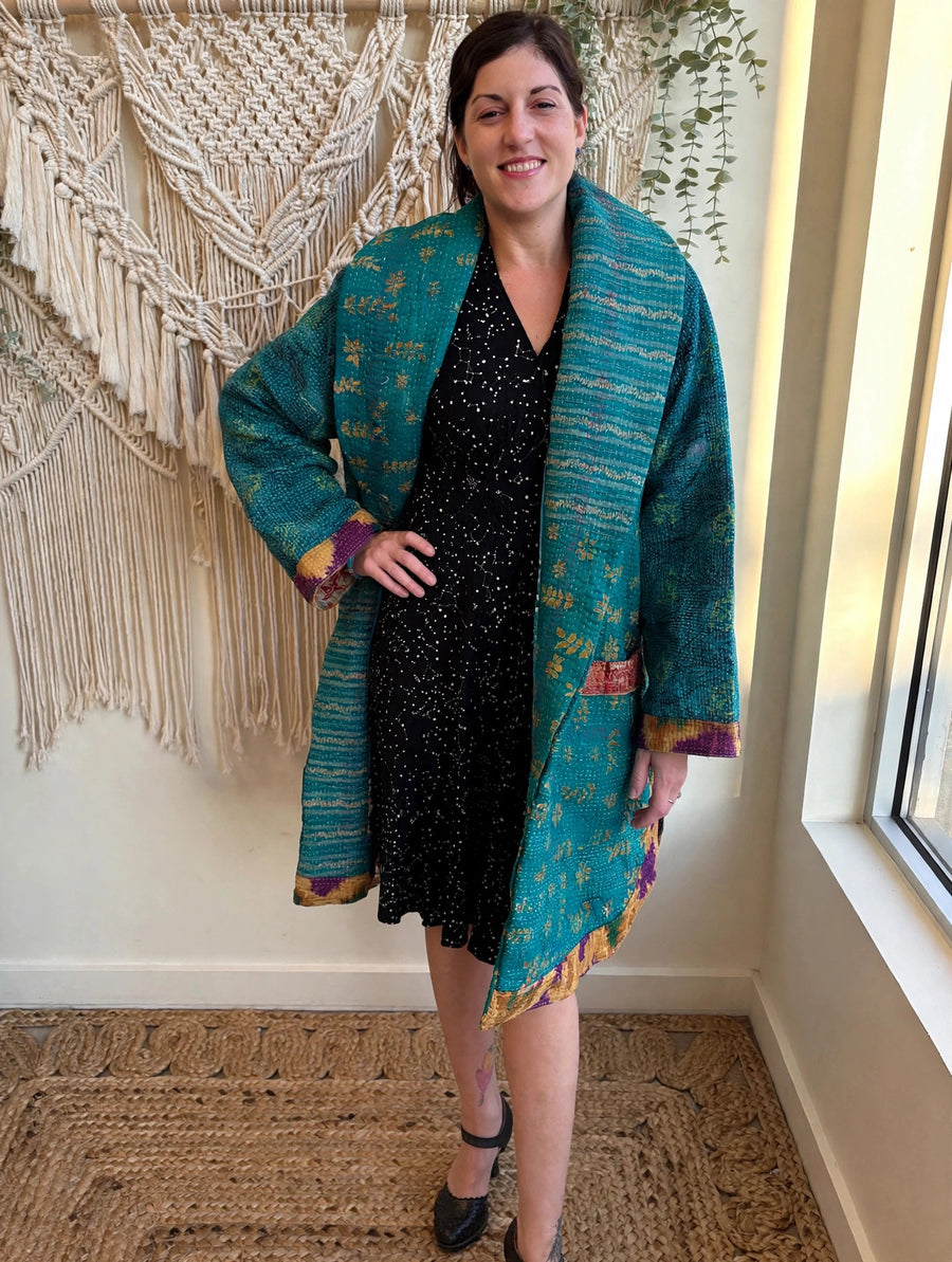 Fine Kantha Drifter Coat #059 by Kantha Bae
