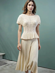 Additional view of Pleated Blouse with Pearls and Diamonds by EllyNDale from Robin Boutique.