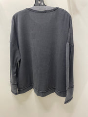 Waffle Knit Boxy Thermal Top in Black by Escape