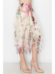 Big Rose Mesh Tiered Tulle Skirt by Origami