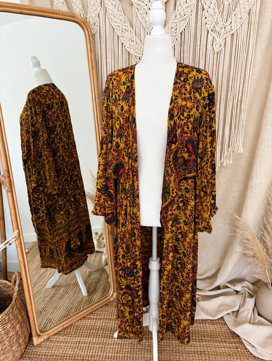 Crepe Sari Spellbound Kimono #102 by Kantha Bae