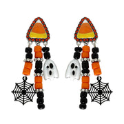 Halloween Themed Bead Charm Tassel Earrings