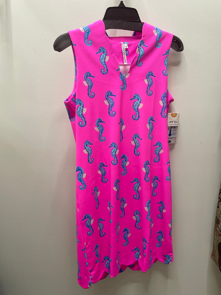 Sleeveless Scallop Dress in Seahorse Print by Lulu-B