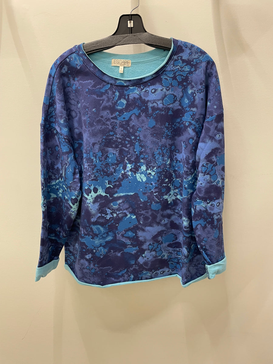 Printed Fleece Pullover in Lapis by Escape