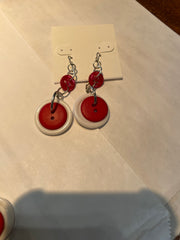 Holiday Colors Long Button Earrings by The Vintage Jewel