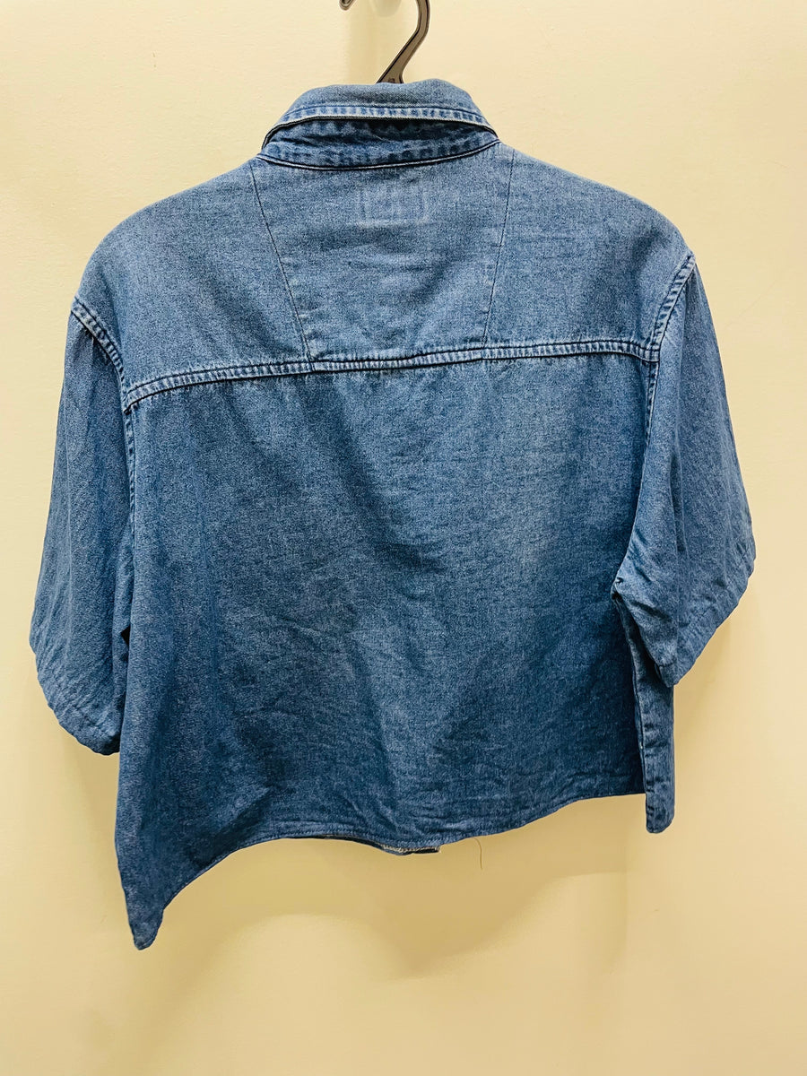 Reworked Denim Crop Button Down #216