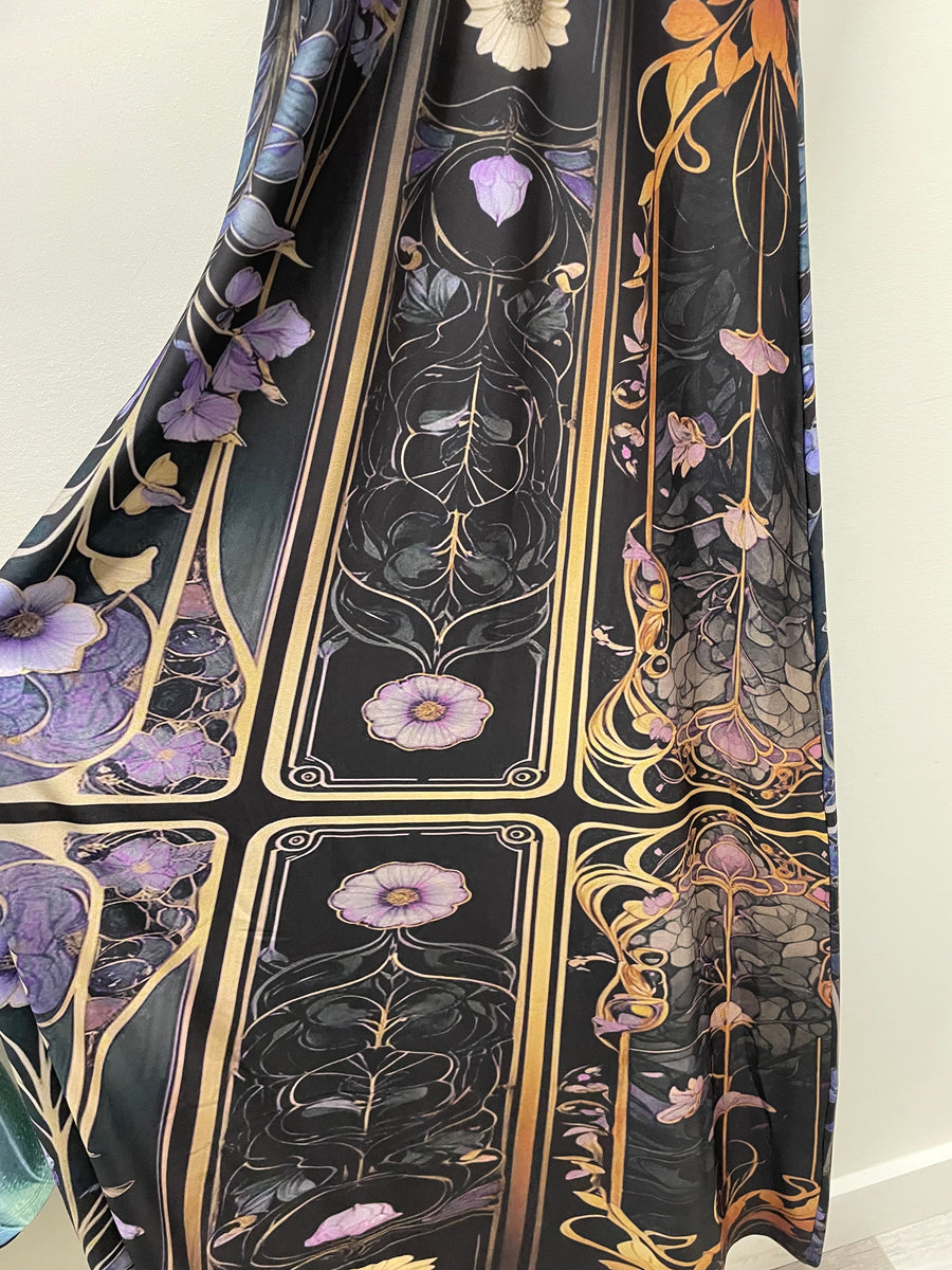Maxi Low V Dress in "Clematis Floral" by IPNG Design