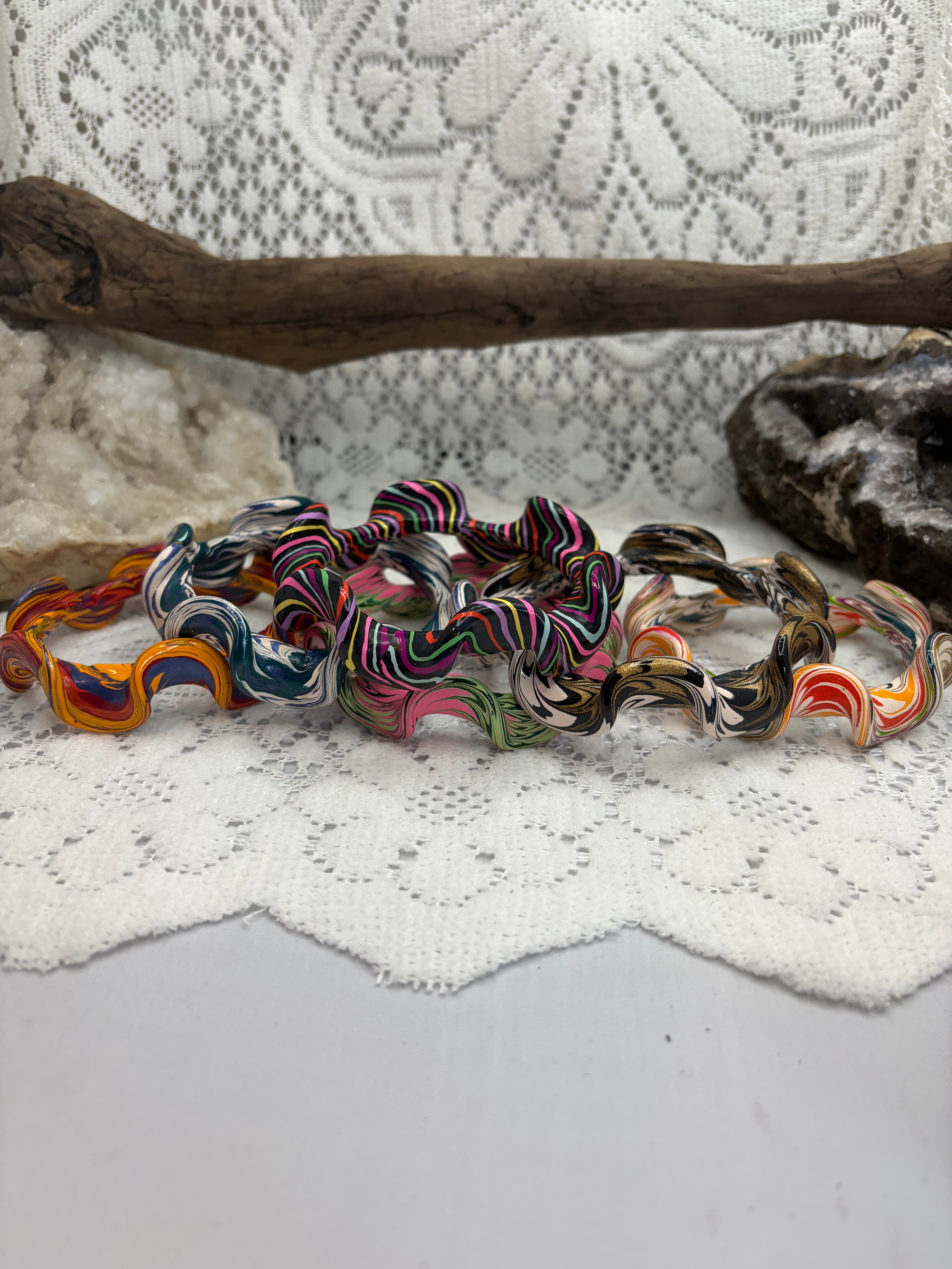 Painted Shellac Ruffle Bracelet