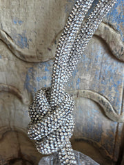 White Evening Handbag with Knotted Rhinestone Handle Robin Boutique