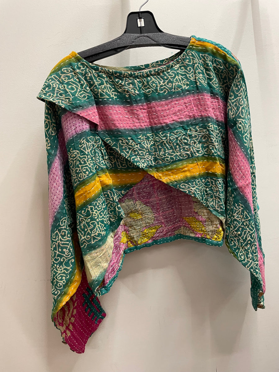 Pareo Kantha In Bloom Cropped Pullover #093 by Kantha Bae