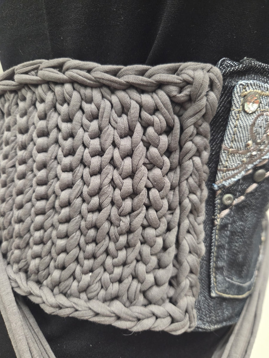 Handmade Robin Obi Pocket belt in Grey and Denim Robin Boutique