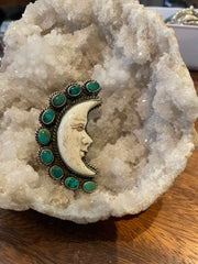 Pendant Only Turquoise Carved Moon Face